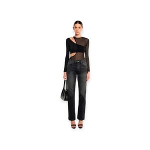 OW KARI‎ MESH - Body Black Sheer Long Sleeve Bodysuit 2 Piece